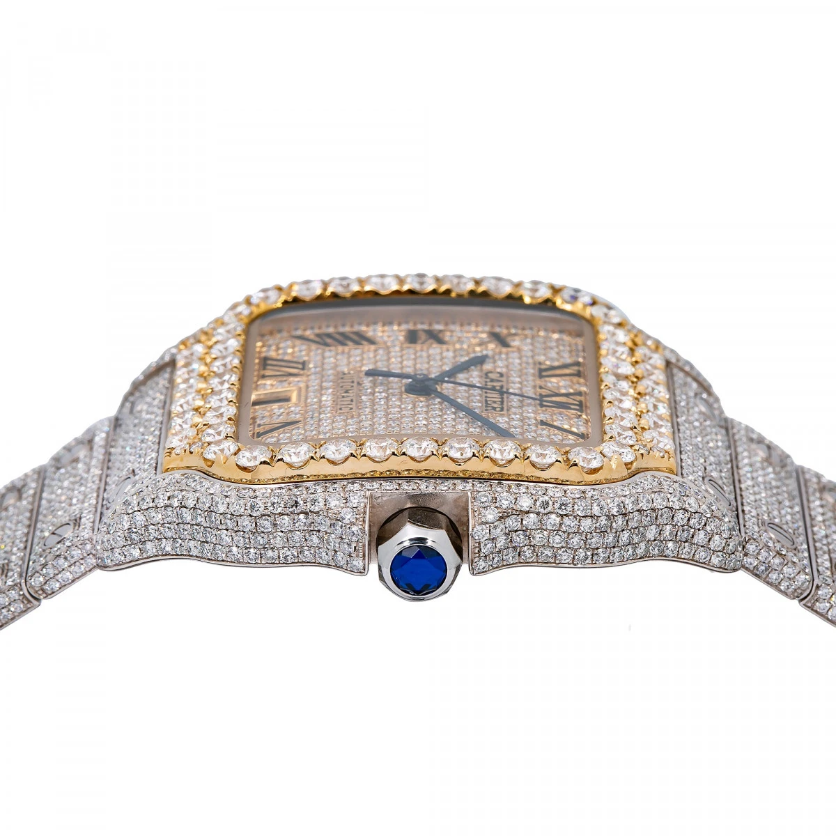 Men's Diamond Watch Cartier Santos De Cartier 40mm Yellow Dial 4 Men's Diamond Watch Cartier Santos De Cartier 40mm Yellow Dial - Image 4