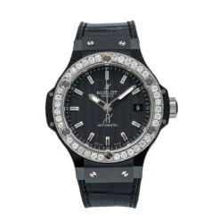 Men's Diamond Watch Hublot Big Bang 38mm Black Dial