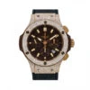 Men's Diamond Watch Hublot Big Bang 18K Gold 41mm Brown Dial