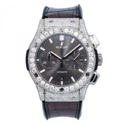 Men's Diamond Watch Hublot Classic Fusion 42mm Grey Dial