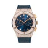 Men's Diamond Watch Hublot Classic Fusion 18K Gold 45mm Blue Dial