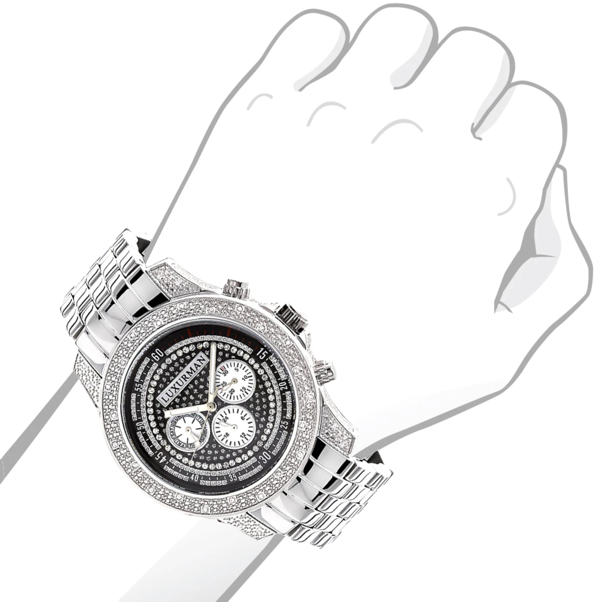 Men's Diamond Watch: Luxurman 0.50ct 3 Men's Diamond Watch: Luxurman 0.50ct - Image 3