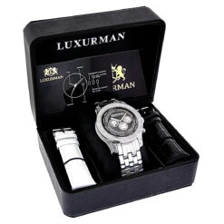Men's Diamond Watch: Luxurman 0.50ct 8 Men's Diamond Watch: Luxurman 0.50ct -Urban Jewels Shop mens diamond watch luxurman 050ct p 47727box