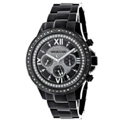 Men's Diamond Luxurman Black Diamond Watch 2ct Liberty