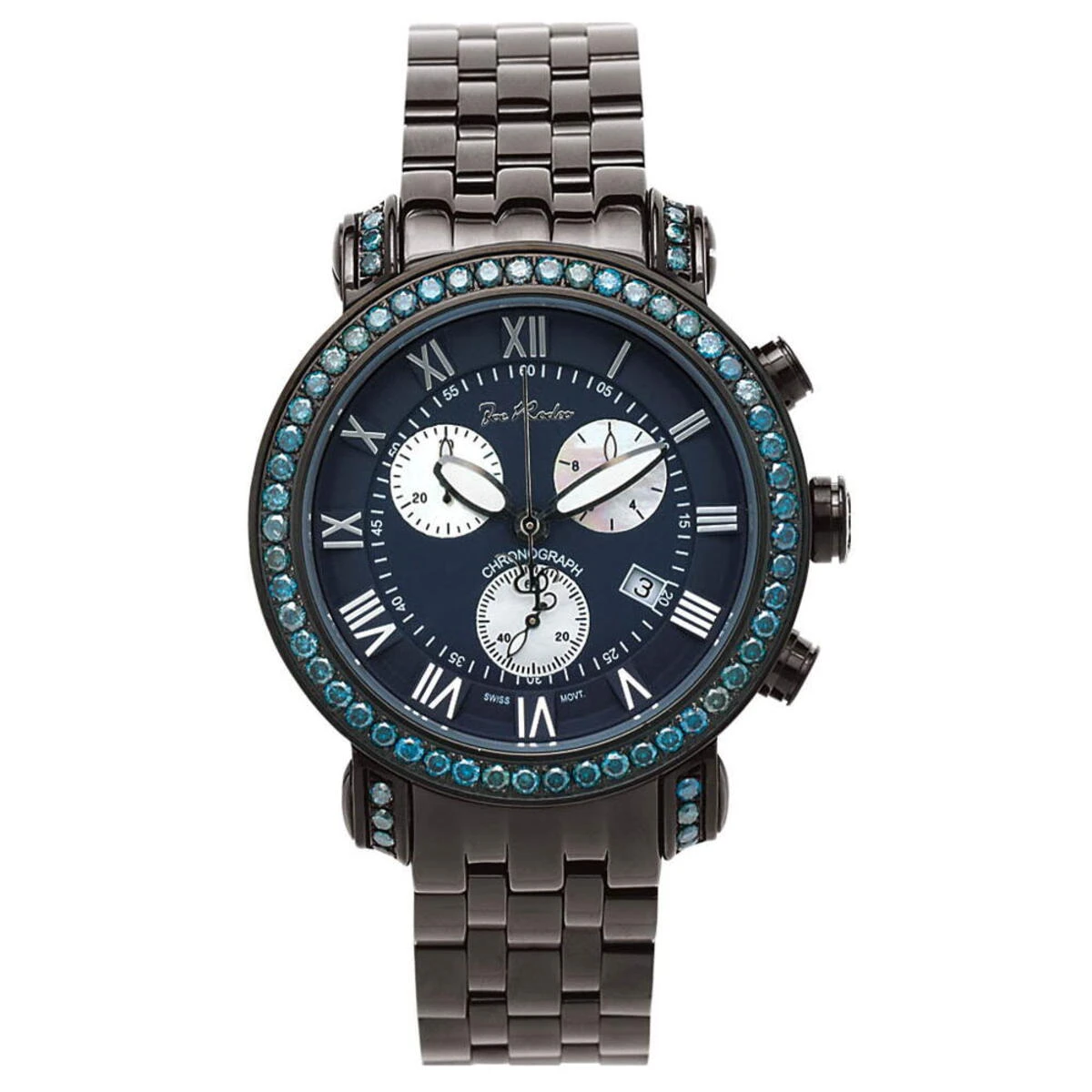 Men's Joe Rodeo Blue Diamond Watch 5.50ct Classic 1 Men's Joe Rodeo Blue Diamond Watch 5.50ct Classic
