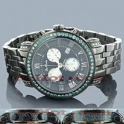 Men's Joe Rodeo Blue Diamond Watch 5.50ct Classic 2 Men's Joe Rodeo Blue Diamond Watch 5.50ct Classic - Image 2