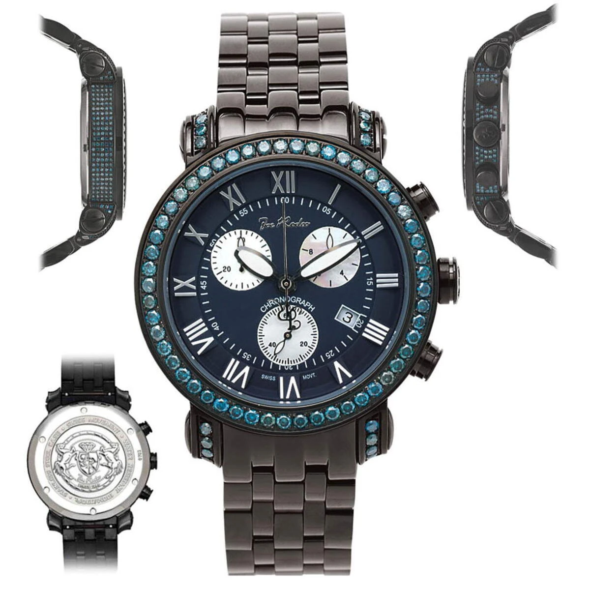 Men's Joe Rodeo Blue Diamond Watch 5.50ct Classic 6 Men's Joe Rodeo Blue Diamond Watch 5.50ct Classic - Image 6