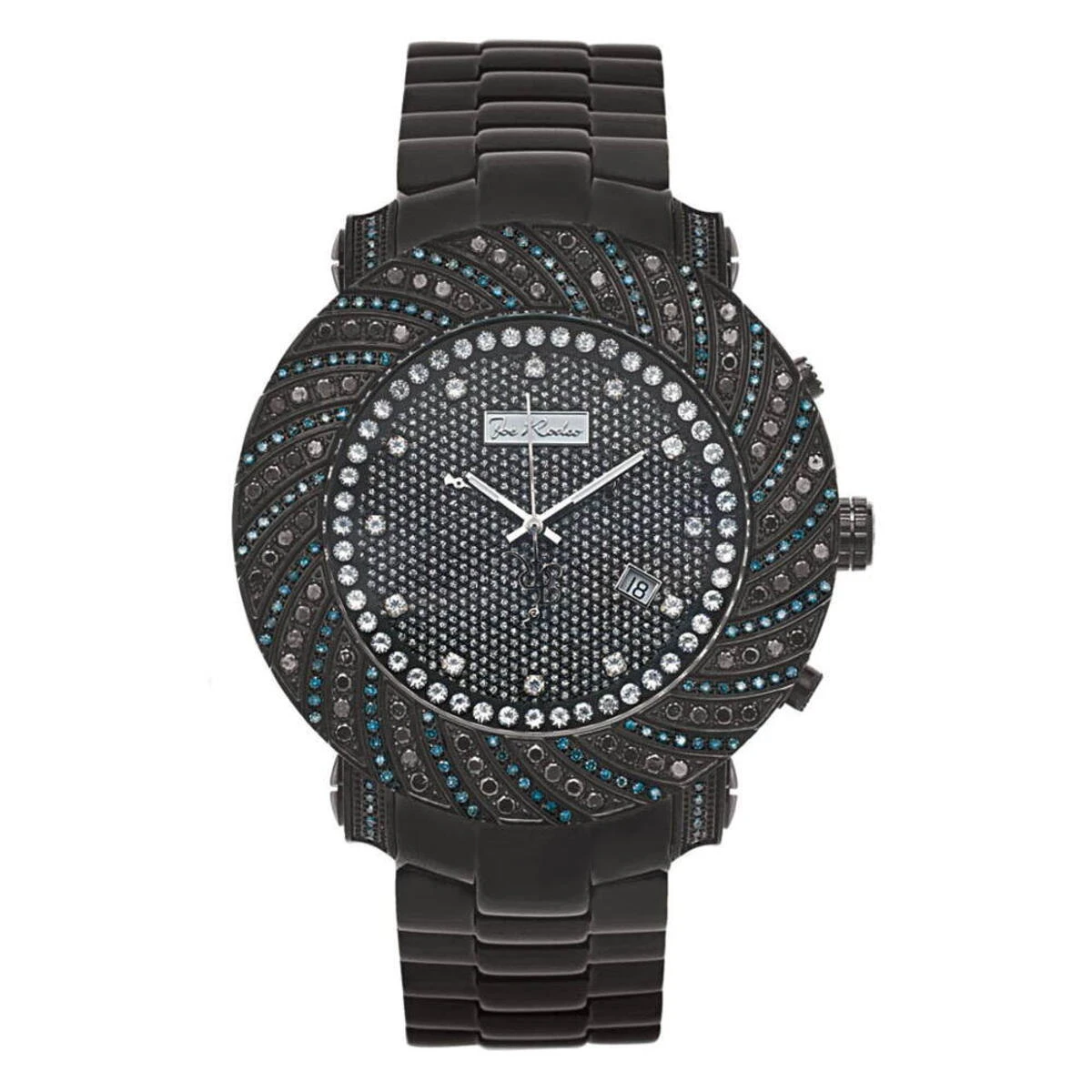 Men's Joe Rodeo Blue Black Diamond Watch 4.25ct 1 Men's Joe Rodeo Blue Black Diamond Watch 4.25ct