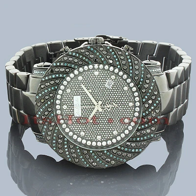 Men's Joe Rodeo Blue Black Diamond Watch 4.25ct 2 Men's Joe Rodeo Blue Black Diamond Watch 4.25ct - Image 2