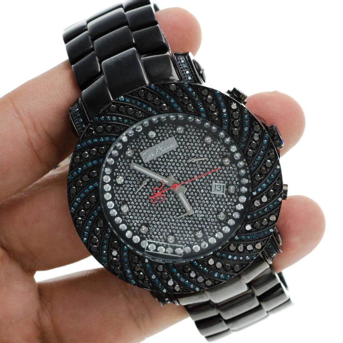 Men's Joe Rodeo Blue Black Diamond Watch 4.25ct 8 Men's Joe Rodeo Blue Black Diamond Watch 4.25ct - Image 8