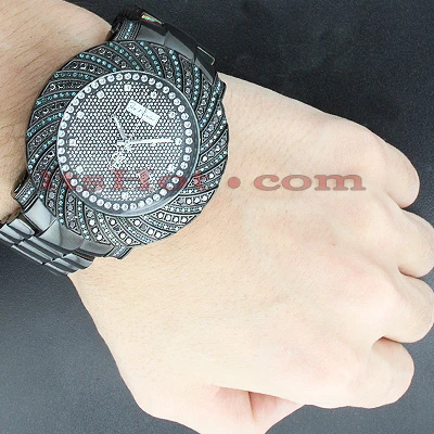 Men's Joe Rodeo Blue Black Diamond Watch 4.25ct 4 Men's Joe Rodeo Blue Black Diamond Watch 4.25ct - Image 4