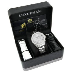 Men's Luxurman Diamond Watch 0.5ct Liberty Swiss Quartz -Urban Jewels Shop mens luxurman diamond watch 05ct liberty box