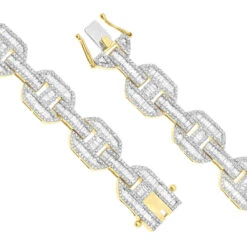 Mens Mariner Link Diamond Bracelet 10K Yellow Gold Round Baguette Diamonds 8ct 15 Mens Mariner Link Diamond Bracelet 10K Yellow Gold Round Baguette Diamonds 8ct -Urban Jewels Shop mens mariner link diamond bracelet solid 10k gold round baguette diamonds 8ct 407169 claspye