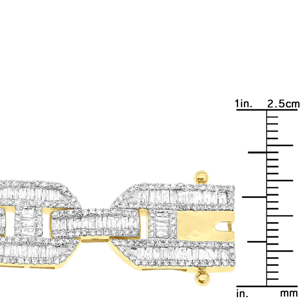 Mens Mariner Link Diamond Bracelet 10K Yellow Gold Round Baguette Diamonds 8ct 5 Mens Mariner Link Diamond Bracelet 10K Yellow Gold Round Baguette Diamonds 8ct - Image 5