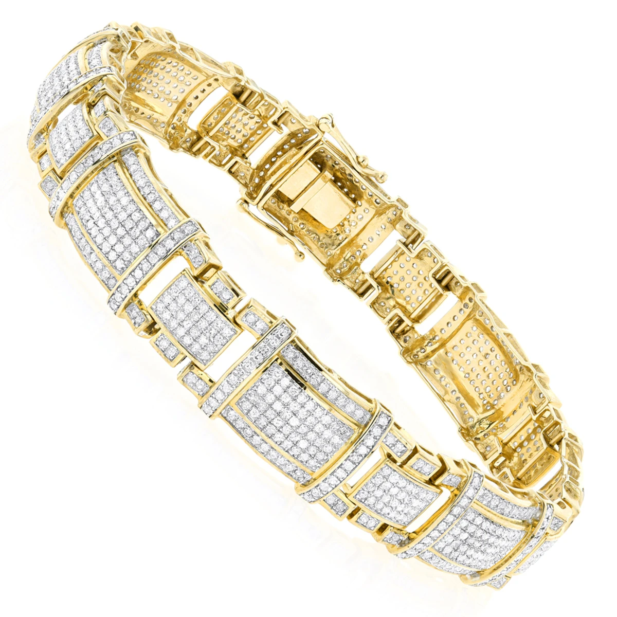 Men's Real Diamond Bracelet 10K Yellow Gold 4ct 1 Men's Real Diamond Bracelet 10K Yellow Gold 4ct