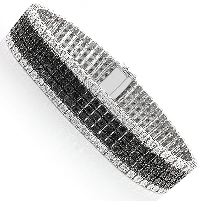 Men's Silver Diamond Bracelet 1.20ct Black And White 1 Men's Silver Diamond Bracelet 1.20ct Black And White
