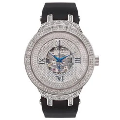 White Men's Skeleton AutomaticJoe Rodeo Diamond Watch 2.20ct