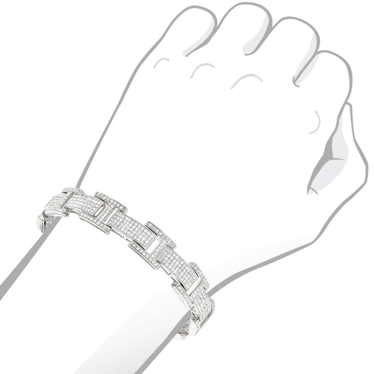 Men's Sterling Silver Diamond Bracelet 3.96ct 3 Men's Sterling Silver Diamond Bracelet 3.96ct - Image 3