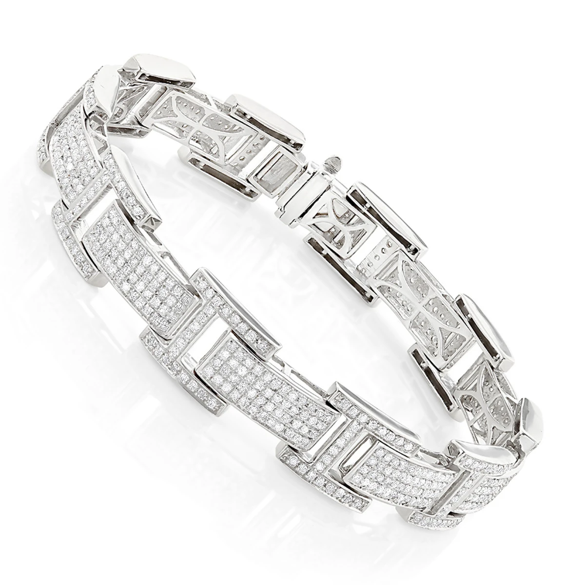 Men's Sterling Silver Diamond Bracelet 3.96ct 1 Men's Sterling Silver Diamond Bracelet 3.96ct