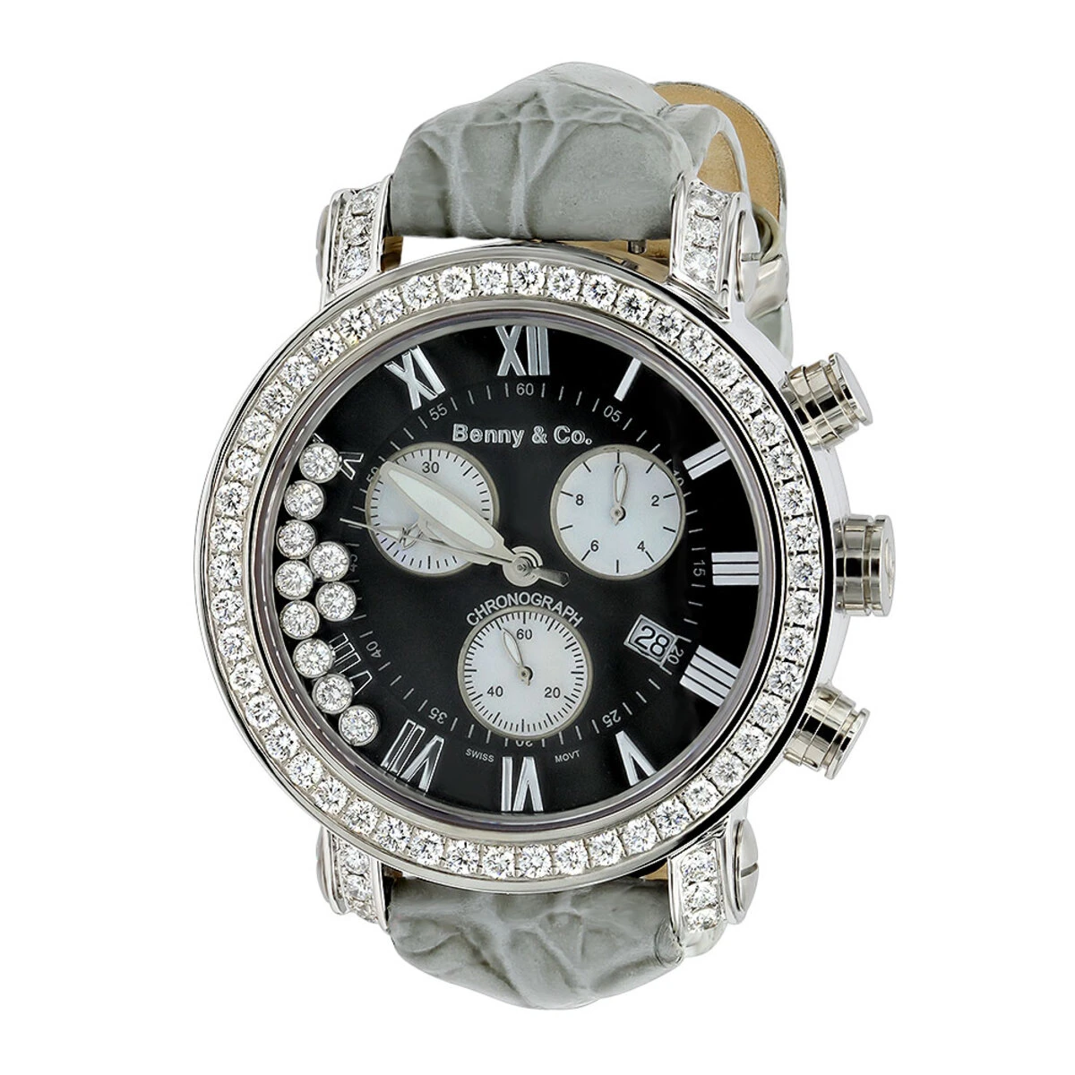 Men's VS Diamond Benny And Co Watch Collection 3.5ct Grey Swiss Chronograph 1 Men's VS Diamond Benny And Co Watch Collection 3.5ct Grey Swiss Chronograph