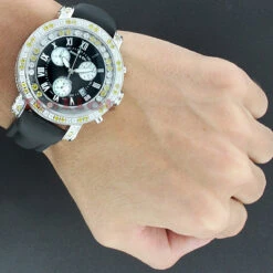 Men's White Yellow Diamond Watch By Benny And Co 7.50ct New Arrival -Urban Jewels Shop mens white yellow diamond watch by benny and co 750ct new arrival 3