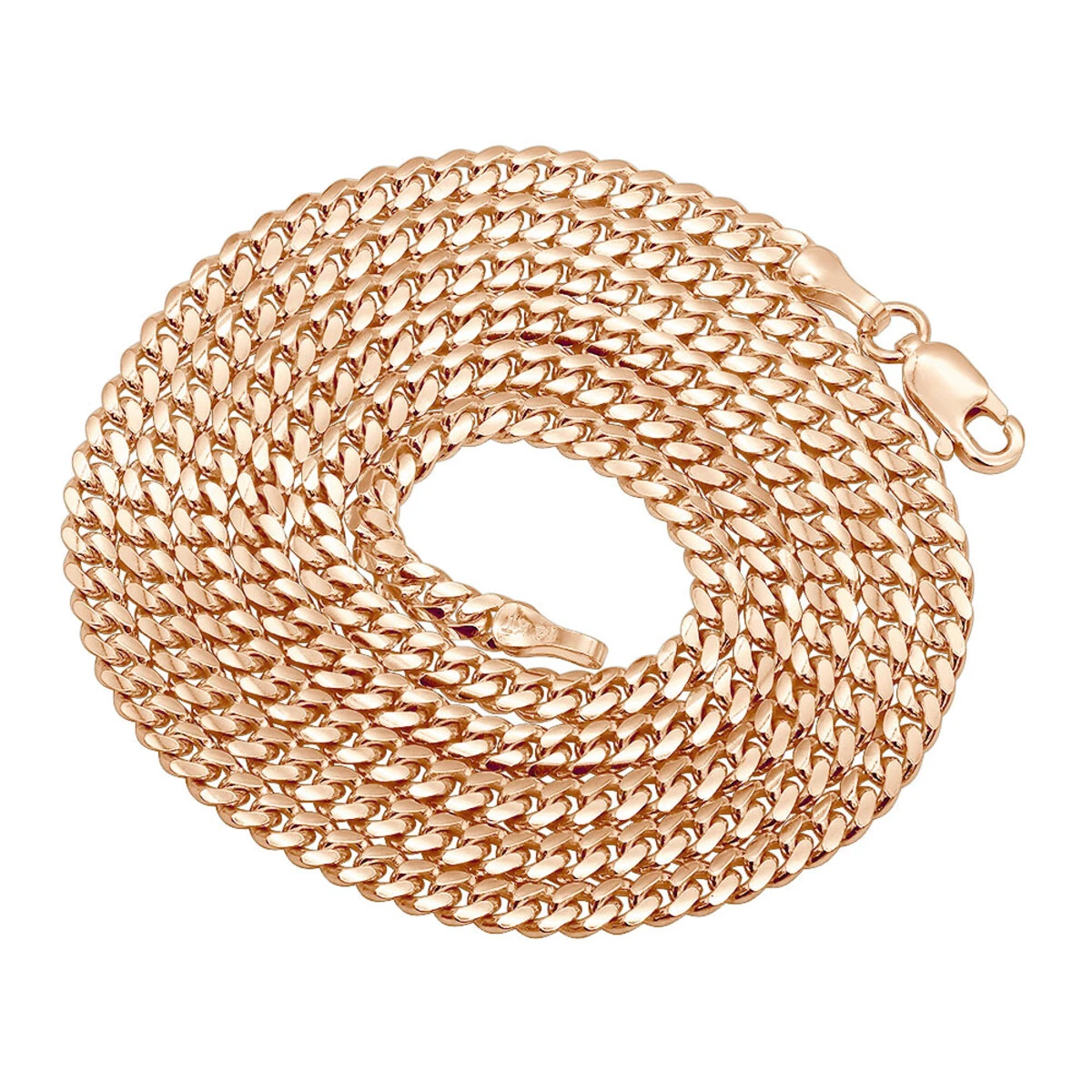 Miami 14K Rose Gold Cuban Link Curb Chain 2.5mm 22-40in 2 Miami 14K Rose Gold Cuban Link Curb Chain 2.5mm 22-40in - Image 2