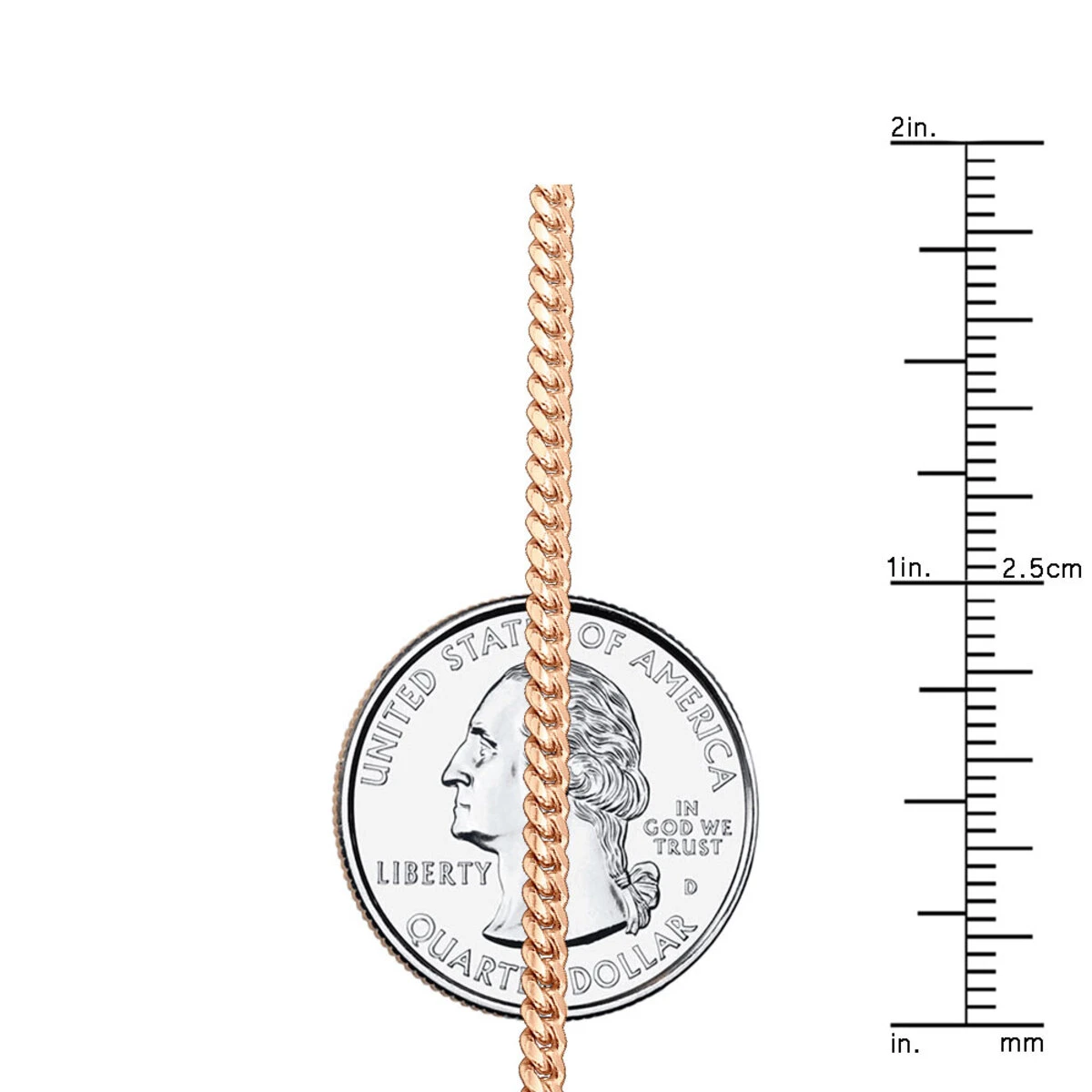 Miami 14K Rose Gold Cuban Link Curb Chain 2.5mm 22-40in 3 Miami 14K Rose Gold Cuban Link Curb Chain 2.5mm 22-40in - Image 3