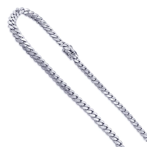 Miami 14K White Gold Cuban Link Chain For Men 3mm 22-40in 1 Miami 14K White Gold Cuban Link Chain For Men 3mm 22-40in