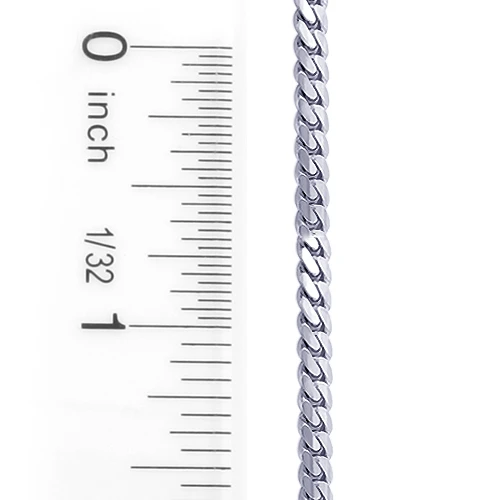 Miami 14K White Gold Cuban Link Chain For Men 3mm 22-40in 3 Miami 14K White Gold Cuban Link Chain For Men 3mm 22-40in - Image 3