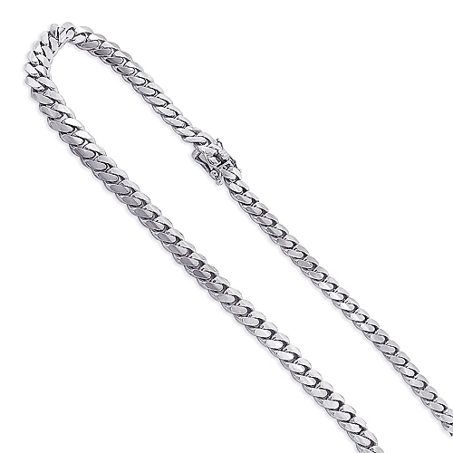 Miami 14K White Gold Cuban Link Curb Chain 8.4mm 22-40in 1 Miami 14K White Gold Cuban Link Curb Chain 8.4mm 22-40in