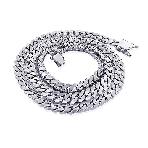 Miami 14K White Gold Cuban Link Curb Chain 8.4mm 22-40in 4 Miami 14K White Gold Cuban Link Curb Chain 8.4mm 22-40in - Image 4