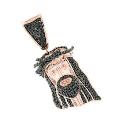 Mini Black Diamond Jesus Head Pendant Charm 10K Yellow Gold 1/2 Carat -Urban Jewels Shop mini black diamond jesus head pendant charm solid 10k gold 12 carat ro