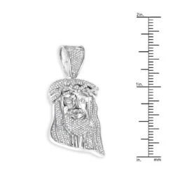 Mini Diamond Jesus Head Pendant In Sterling Silver 0.75 Ct -Urban Jewels Shop mini diamond jesus head pendant in sterling silver 104ct ruler