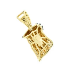 Mini Diamond Jesus Head Pendant 10K Yellow Gold 1/2 Carat Blue Diamonds -Urban Jewels Shop mini diamond jesus head pendant solid 10k gold 1 2 carat blue diamonds back yellow