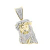 Mini Diamond Jesus Head Pendant 10K Yellow Gold 1/2 Carat