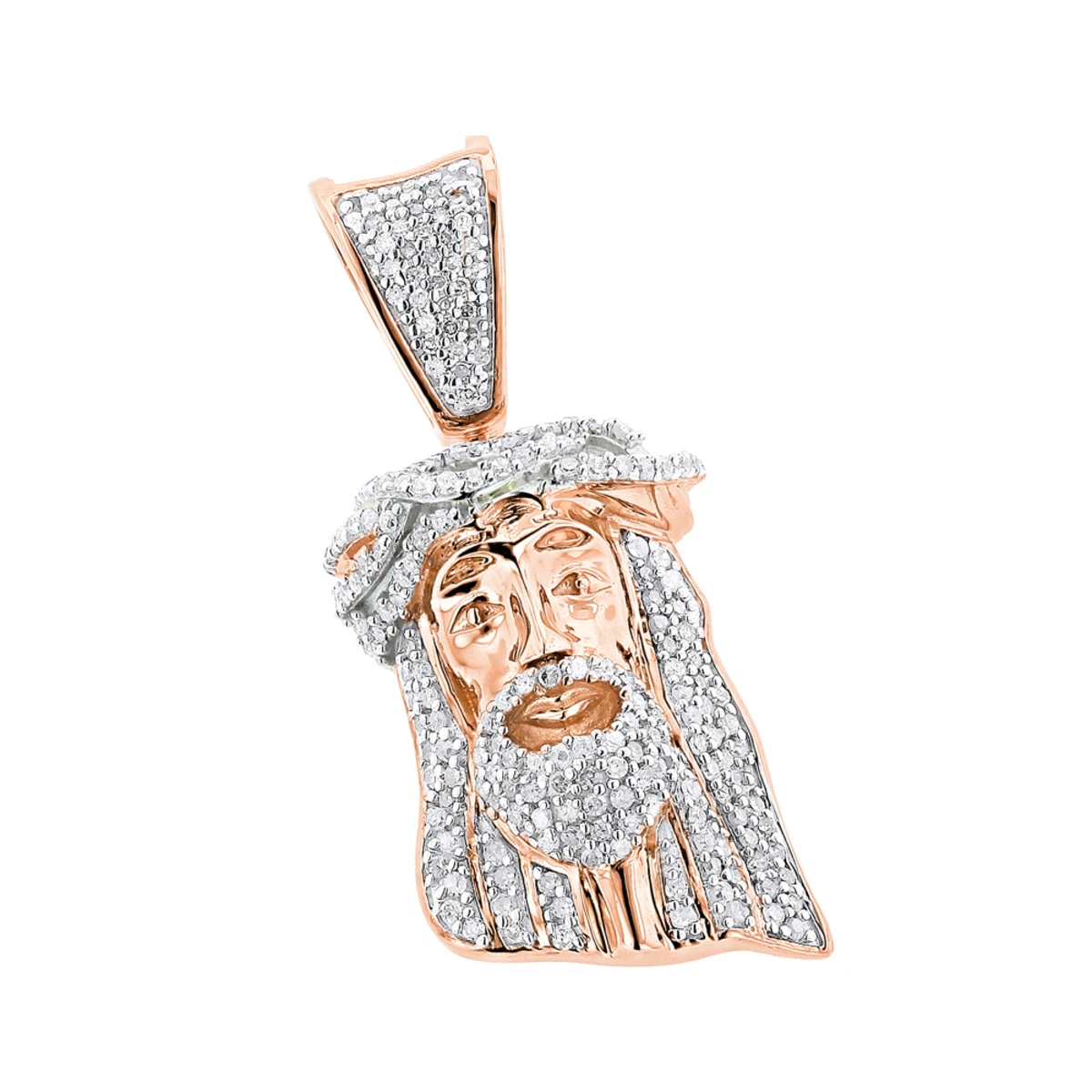Mini Diamond Jesus Head Pendant 10K Yellow Gold 1/2 Carat 3 Mini Diamond Jesus Head Pendant 10K Yellow Gold 1/2 Carat - Image 3