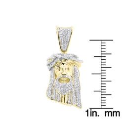 Mini Diamond Jesus Head Pendant 10K Yellow Gold 1/2 Carat 11 Mini Diamond Jesus Head Pendant 10K Yellow Gold 1/2 Carat -Urban Jewels Shop mini diamond jesus head pendant solid 10k gold 12 carat rulerye