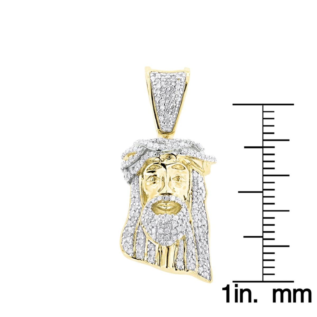 Mini Diamond Jesus Head Pendant 10K Yellow Gold 1/2 Carat 6 Mini Diamond Jesus Head Pendant 10K Yellow Gold 1/2 Carat - Image 6