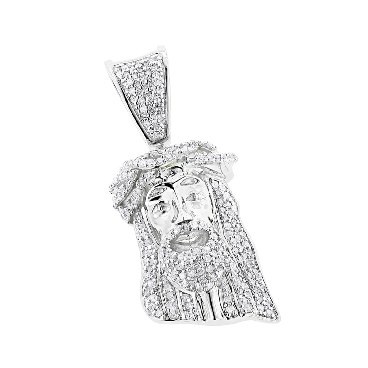 Mini Diamond Jesus Head Pendant 10K Yellow Gold 1/2 Carat 2 Mini Diamond Jesus Head Pendant 10K Yellow Gold 1/2 Carat - Image 2