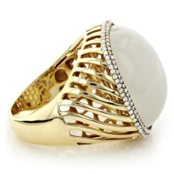 Moonstone 14K Yellow Gold Diamond White Moonstone Ring 17.2 -Urban Jewels Shop moonstone jewelry 14k diamond white moonstone ring 172 p 6086 boxye