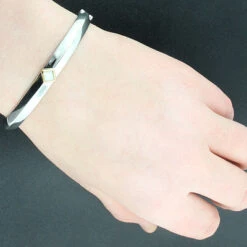 Mother Of Pearl 18K Sterling Silver Bangle Bracelet 1/4 In (7mm) -Urban Jewels Shop mother of pearl 18k sterling silver bangle bracelet p 43979bod