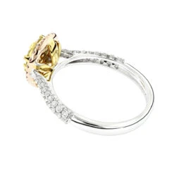 Natural White Pink Yellow Diamond Engagement Ring Pear Shape 0.9ct 14K White Gold -Urban Jewels Shop natural white pink yellow diamond engagement ring pear shape 09ct 14k gold backwh