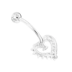 Solid 14K White Gold 0.6ct Diamond Heart Navel Ring -Urban Jewels Shop navel rings 14k diamond heart belly button ring 048 p 35766 backwh