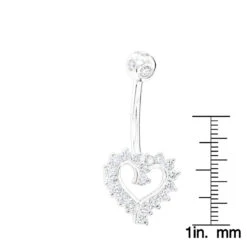 Solid 14K White Gold 0.6ct Diamond Heart Navel Ring -Urban Jewels Shop navel rings 14k diamond heart belly button ring 048 p 35766 rulerwh