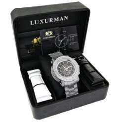 Oversized Iced Out Men's Diamond Luxurman Watch 2ct Escalade -Urban Jewels Shop oversized iced out mens diamond luxurman watch 2ct escalade box