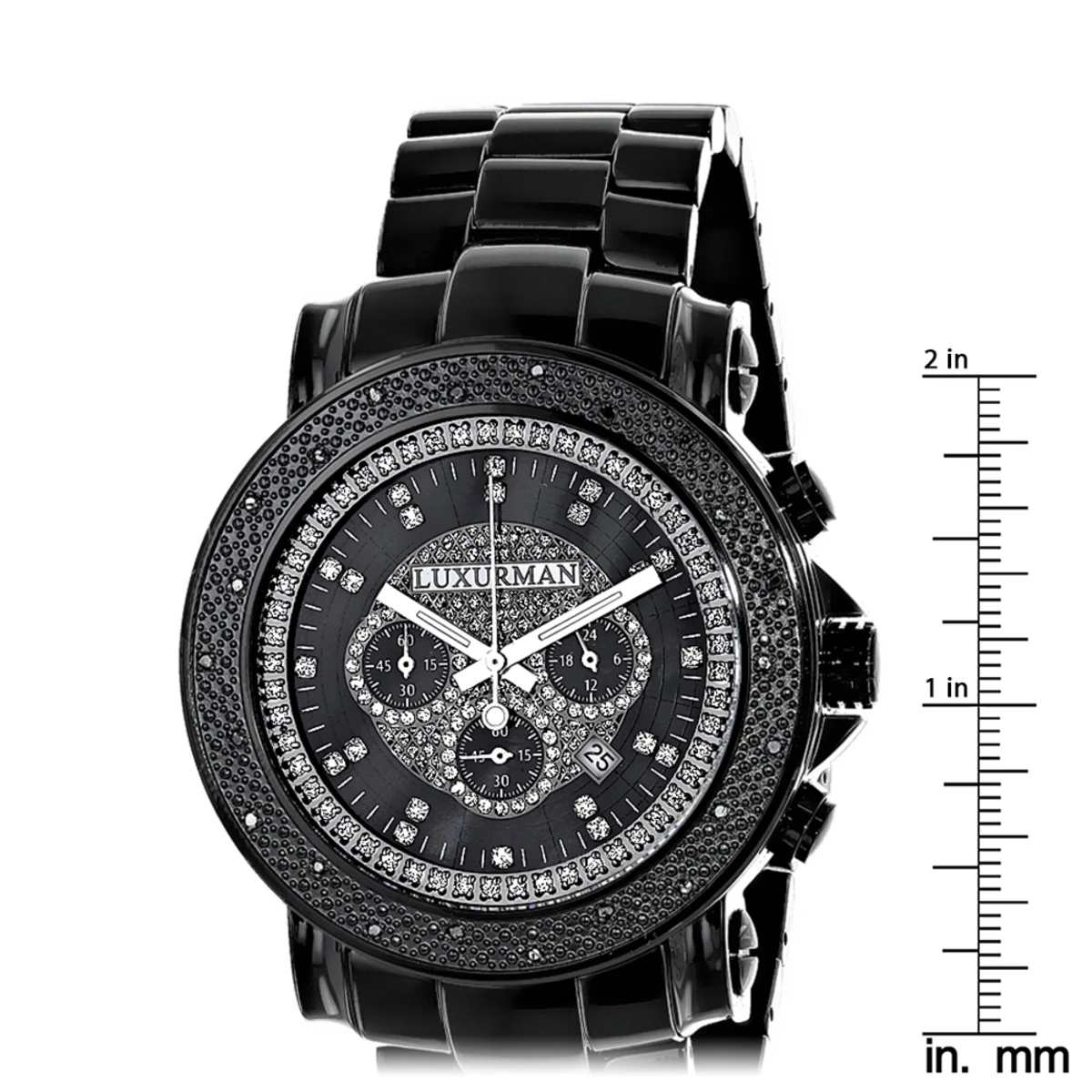 Oversized Luxurman Men's Black Diamond Watch 0.25ct 5 Oversized Luxurman Men's Black Diamond Watch 0.25ct - Image 5
