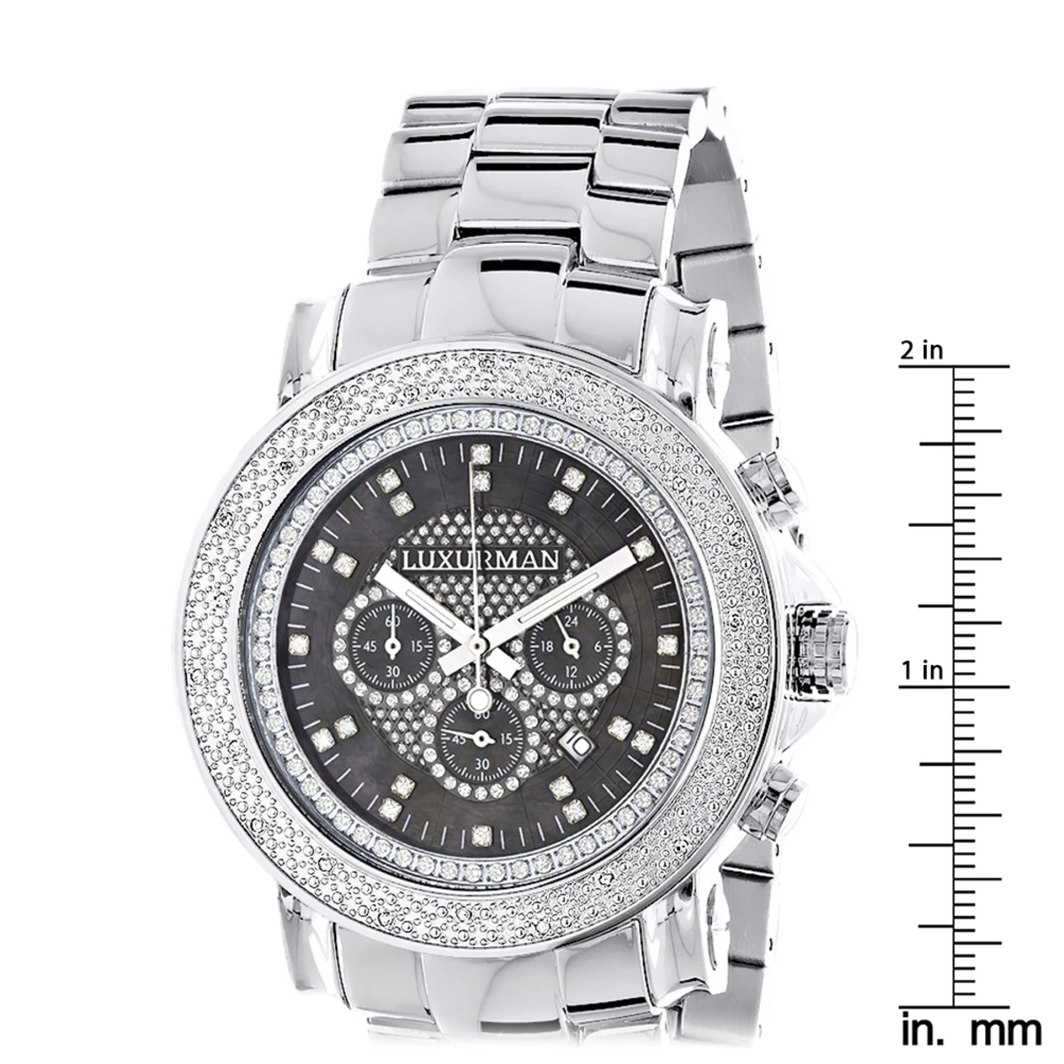 Oversized Men's Diamond Watch 0.25ct Black MOP Luxurman Escalade W Chronograph 5 Oversized Men's Diamond Watch 0.25ct Black MOP Luxurman Escalade W Chronograph - Image 5