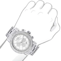 Oversized Men's Diamond Watch 0.25ct White Mop Luxurman Escalade Chronograph -Urban Jewels Shop oversized mens diamond watch 025ct white mop luxurman escalade chronograph 1 bod