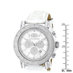 Oversized Men's Diamond Watch Leather Band W White Mop Luxurman Escalade -Urban Jewels Shop oversized mens diamond watch 025ct white mop luxurman escalade chronograph 2 ruler