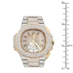 Patek Philippe Nautilus Iced Out Diamond Watch For Men 35ct 18k Rose Gold -Urban Jewels Shop patek philippe nautilus iced out diamond watch for men 35ct 18k rose gold ruler